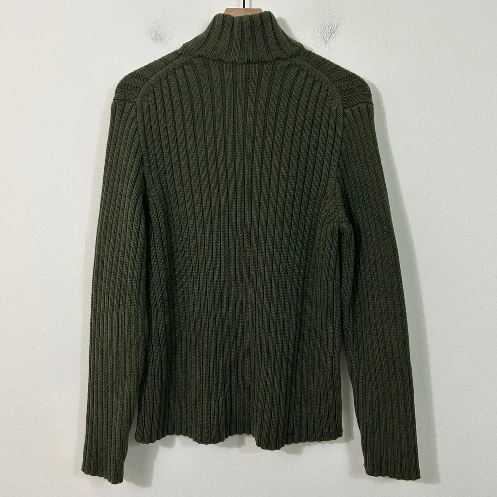 Vintage J. Crew Mens 1/4 Zip Sweater Jumper Rifled Fisherman Green Size‎ Large